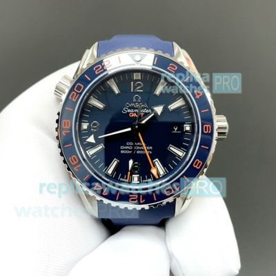 OVS Factory Swiss Replica Omega Seamaster Planet Ocean 600M GMT Blue Rubber Strap Watch 
